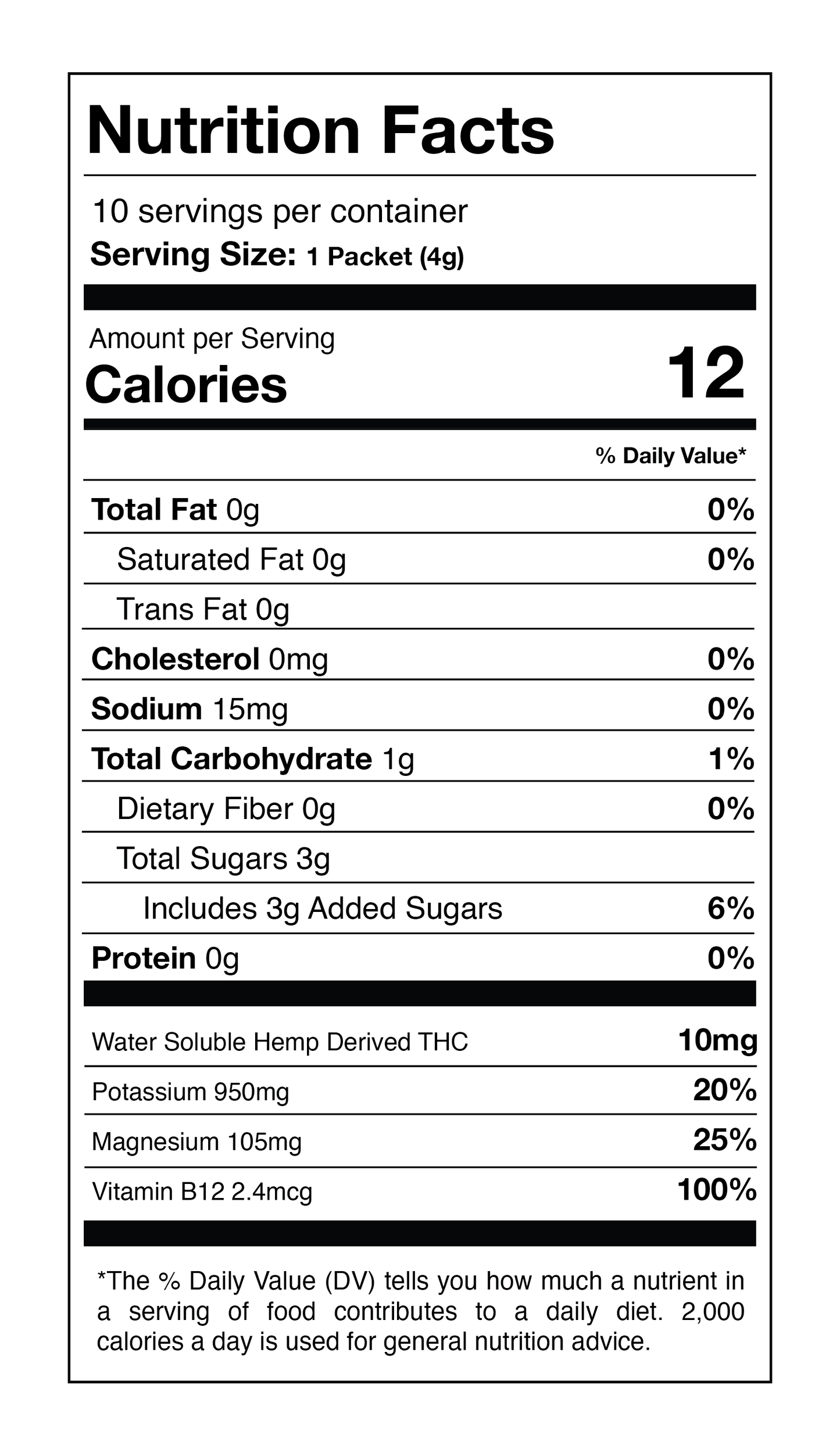 unflavored 10mg thc drink mix + electrolytes (stickpack 10ct bag)